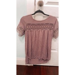 Light purple shirt with crochet detail